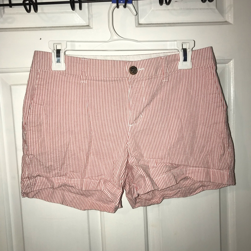 Pink & white striped shorts